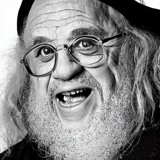 Prompt: danny devito starring as gandalf the white in the 2 0 2 4 lord of the rings movie smoking, full body, hyper realistic, high quality, wide angle