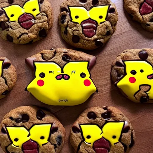 Prompt: pikachu chocolate chip cookies