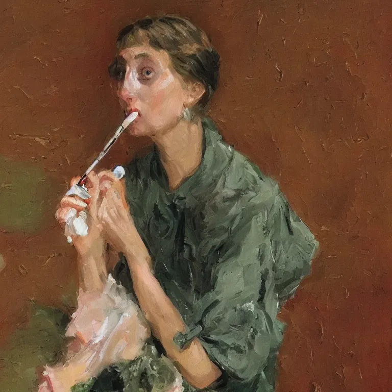 Image similar to Yes, she thought, laying down her brush in extreme fatigues, I have had my vision, by Virginia Woolf