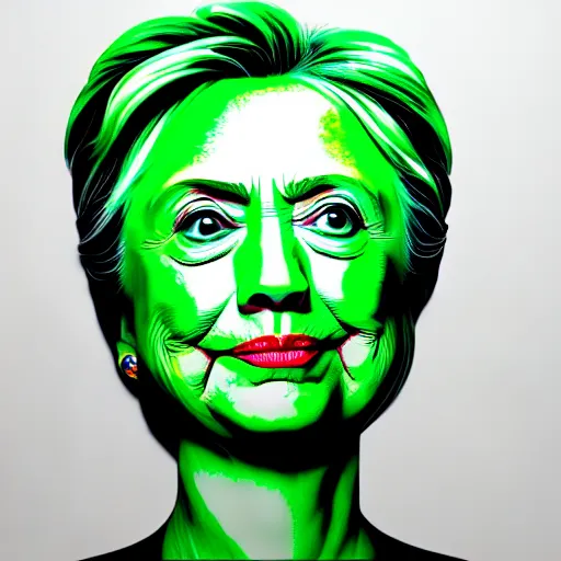 Prompt: the face of hillary made out of spinach, by artgerm, wlop. vastly enriched image quality. lucidly vivid. iridescentally detailed. extremely elegant and beautiful.