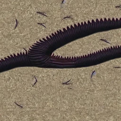 Prompt: a dinosaur that looks like a centipede