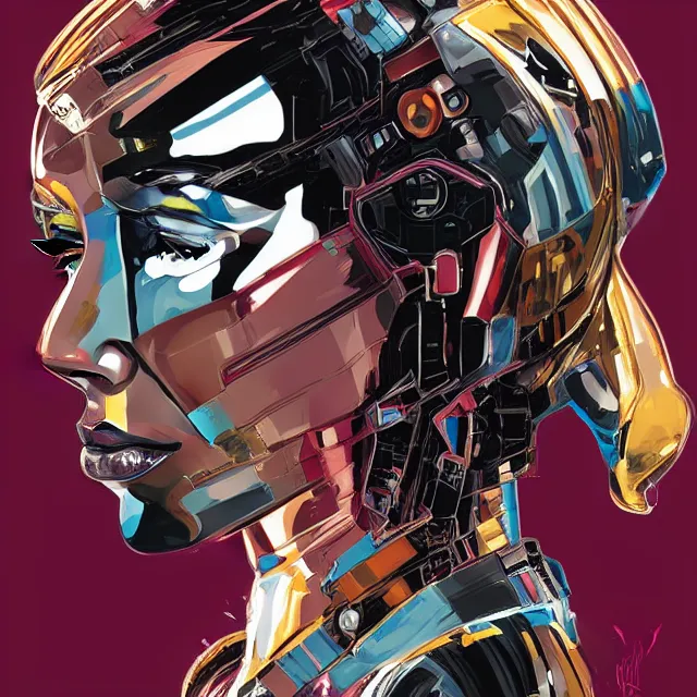 Image similar to portrait of a female android, by MARVEL comics and Sandra Chevrier, 8k