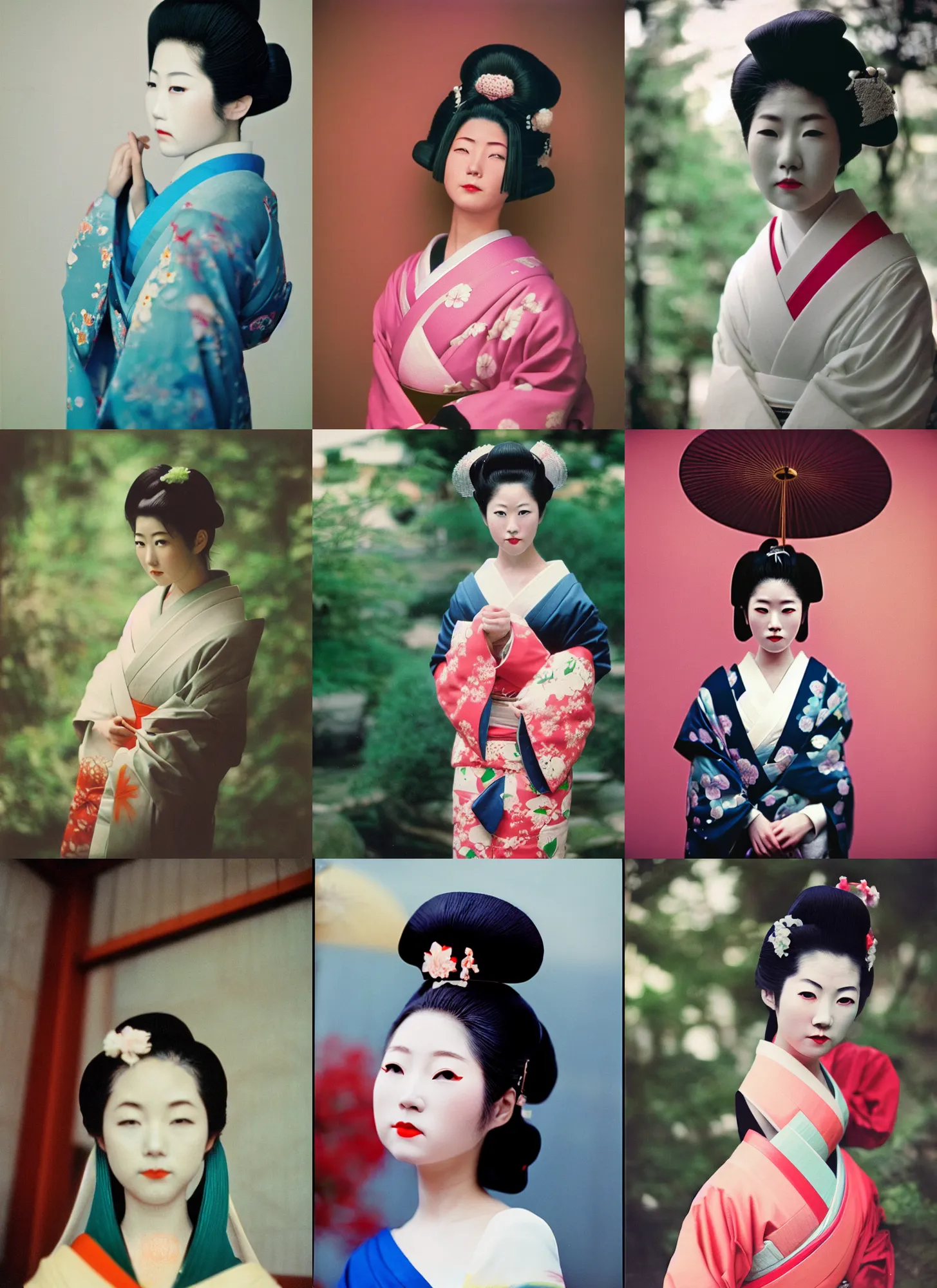 Prompt: Portrait Photograph of a Japanese Geisha Ektachrome 100