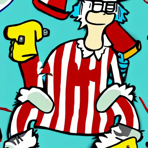 Prompt: a wheres waldo illustration