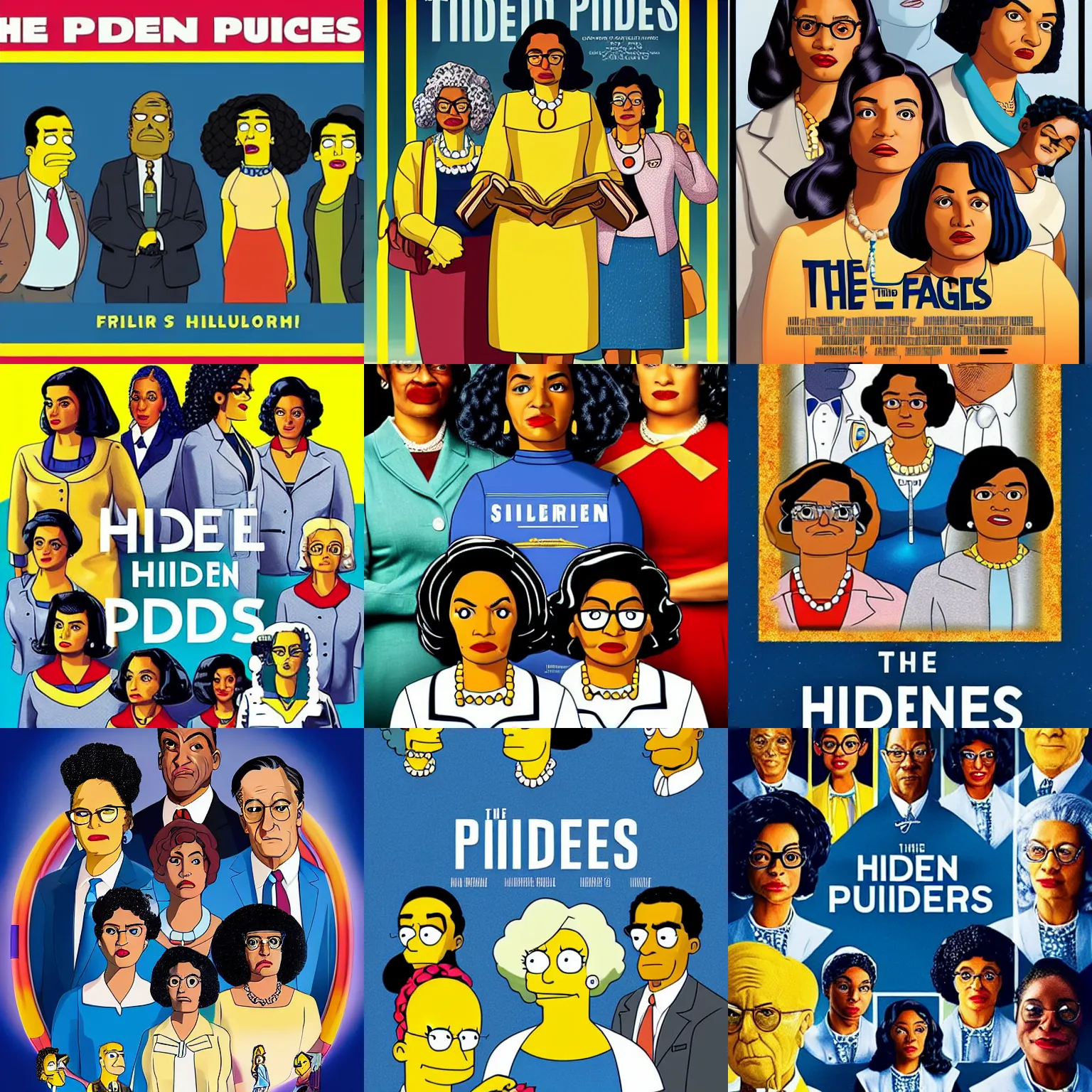 Prompt: The Hidden Figures film poster in the style of the Simpsons