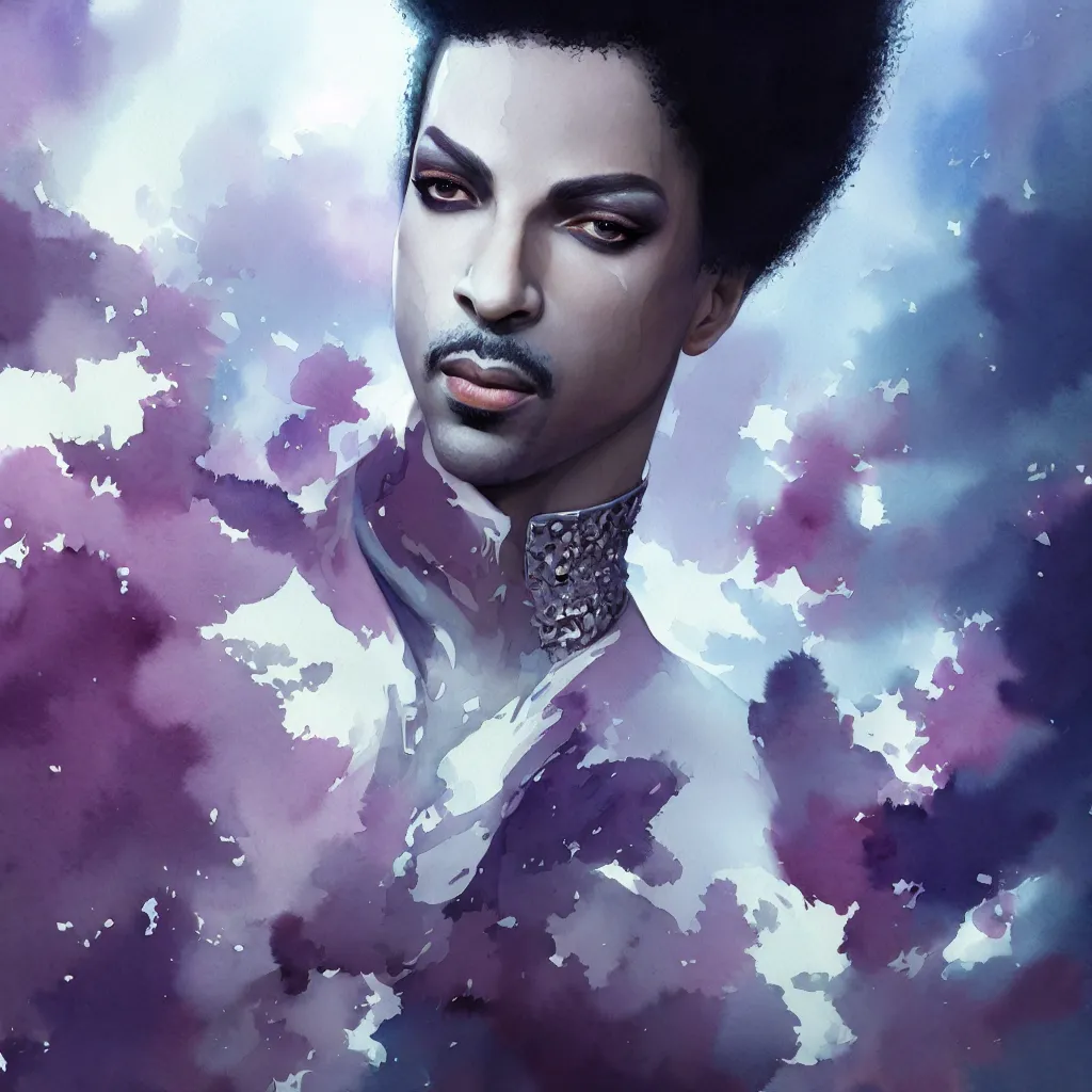 Prompt: beautiful watercolor painting of prince, intricate, elegant, highly detailed, digital painting, artstation, concept art, smooth, sharp focus,, dynamic lighting, ultrarealistic, cinematic, octane render, 8 k