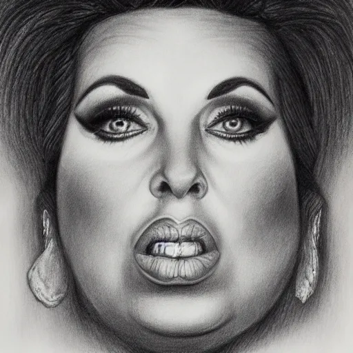 Image similar to a portrait of divine, pencil drawing