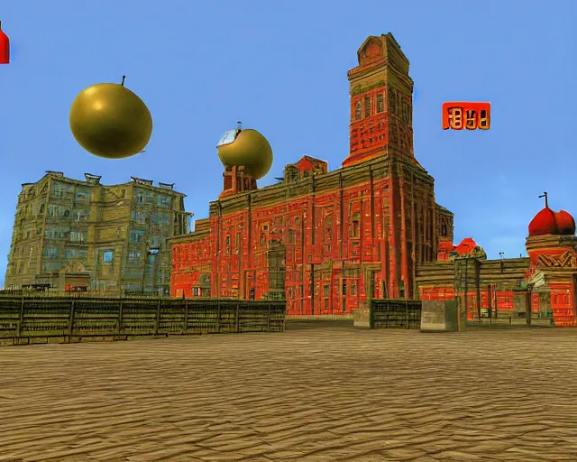 Image similar to russian city in doom 6 4 full screen. st. petersburg