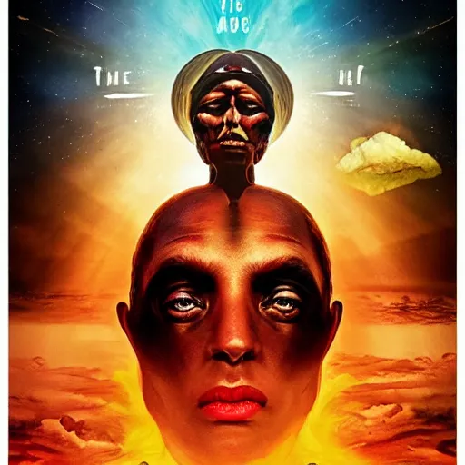 Image similar to the heavens and hell in between, poster art