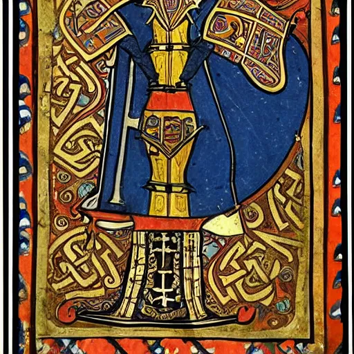 Prompt: A knight from the book of kells manuscript