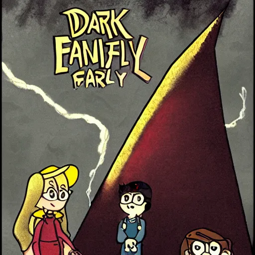 Prompt: gravity falls, dark, stormy.