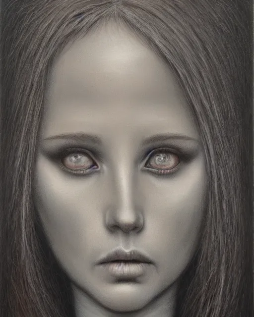 Image similar to Her eyes wide by Ed Binkley, oil on canvas