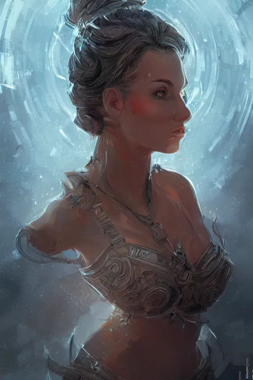 Image similar to clear portrait of a curious attractive women, background hyper detailed, character concept, full body, dynamic pose, glowing lights intricate, elegant, highly detailed, digital painting, artstation, concept art, sharp focus, illustration, van baarle lois and sanderson ruth