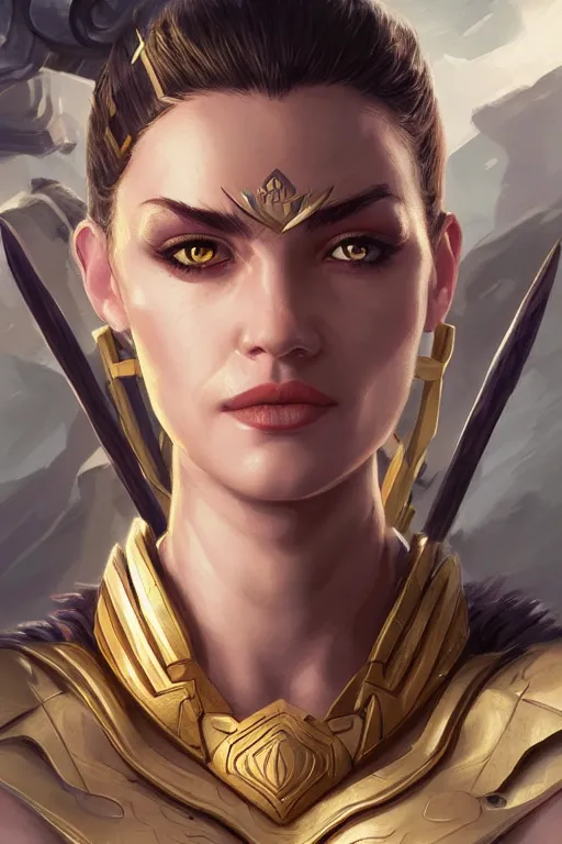 Image similar to amazon valkyrie athena, d & d, fantasy, portrait, highly detailed, headshot, digital painting, trending on artstation, concept art, sharp focus, illustration, art by artgerm and greg rutkowski and magali villeneuve