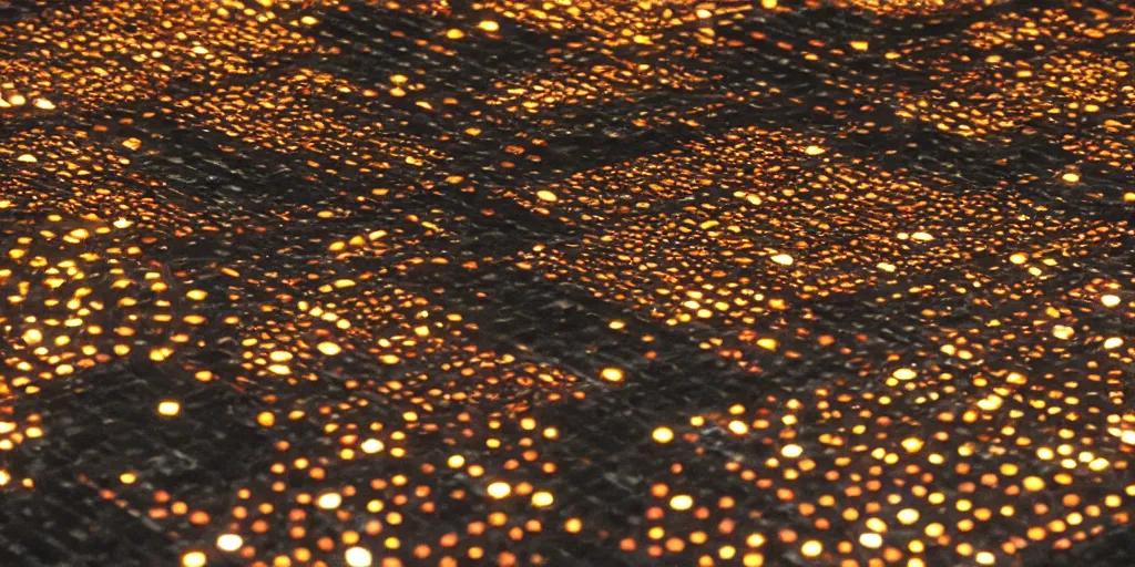 Image similar to 9-track machines made of digital grids and glowing stones with embedded LEDs. amber glowing screens.