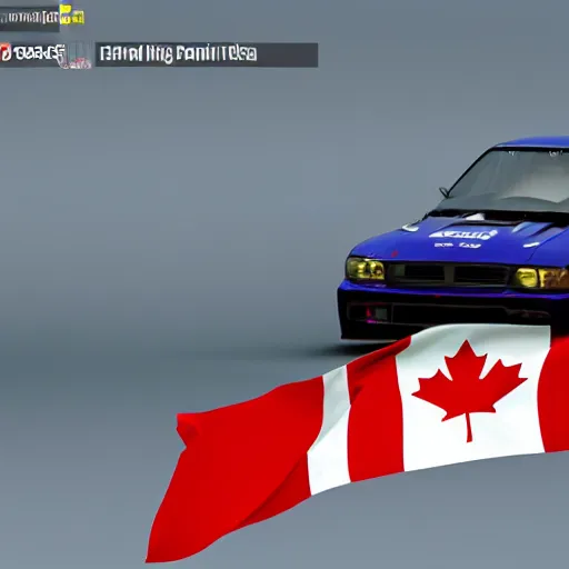 Image similar to skyline r34 with Canadian flag paintwork, 4k, unreal engine, octane render