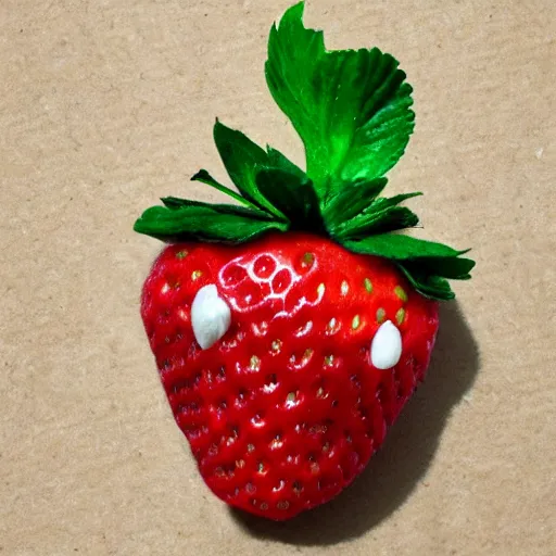 Prompt: horrifying strawberry critter