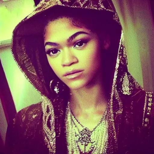 Image similar to “Zendaya, beautiful, Beyonce in the form of the Virgin Mary, highly detailed, photorealistic”