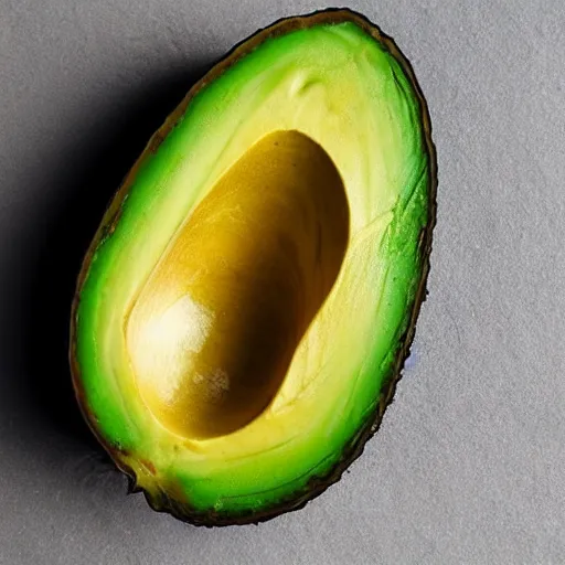 Prompt: an avocado sliced in half. the middle of the avocado resembles chuck norris