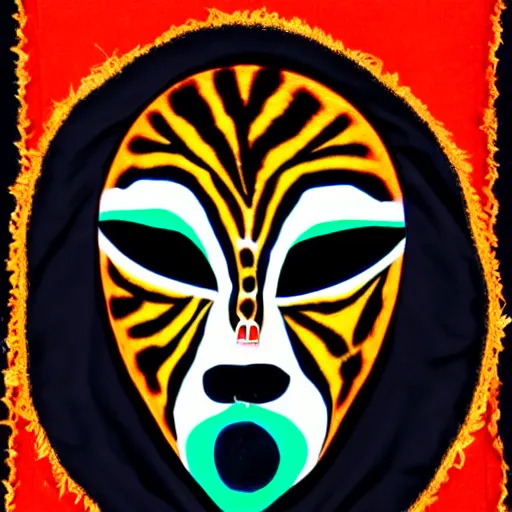 Image similar to a perfect centered mask of a shaman turning into a jaguar, 8 k,