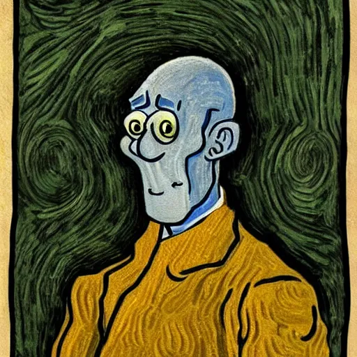 Prompt: handsome squidward portrait, van gogh art style, chad