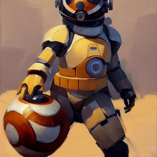 Prompt: greg manchess portrait painting of bb 8 as overwatch character, medium shot, asymmetrical, profile picture, organic painting, sunny day, matte painting, bold shapes, hard edges, street art, trending on artstation, by huang guangjian and gil elvgren and sachin teng