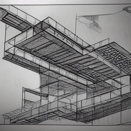 Image similar to mc esher drawing of impossible architecture