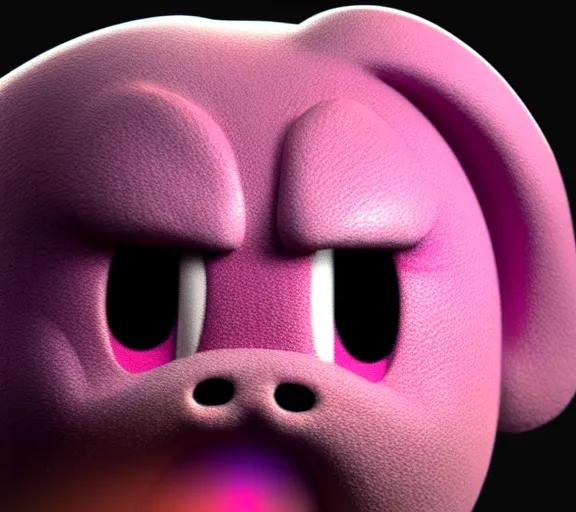 Image similar to photorealistic kirby render, realistic texture, scary