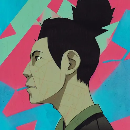 Prompt: Shikamaru profile picture by Sachin Teng, asymmetrical, Organic Painting , Matte Painting, geometric shapes, hard edges, graffiti, street art:2 by Sachin Teng:4