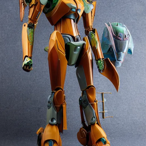 Image similar to futuristic nymphaea themed mecha waterlily upper body, sepals forming helmet, highly detailed, nymphaea, 8 k hd resolution, barbatos lupus rex with floral inlay, bandai box art, star wars, makoto kobayashi, frank gehry, raymond swanland