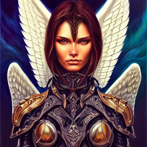 Image similar to portrait painting of a fallen angel paladin, sharp focus, high symmetry, award - winning, trending on artstation, masterpiece, highly detailed, intricate. art by terese nielsen