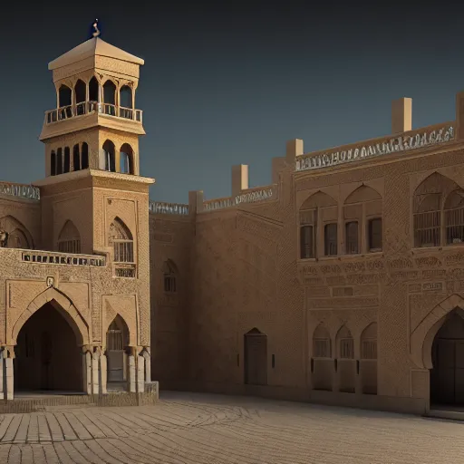 Prompt: arabic town hall, highly detailed, 4k, HDR, award-winning, octane render, trending on artstation, volumetric lighting