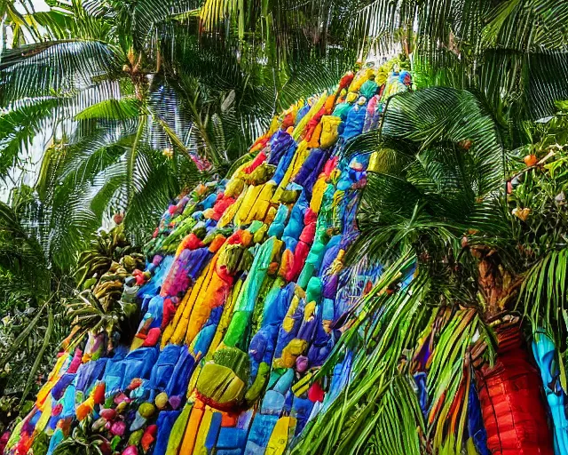 Prompt: corcovado rio de janeiro made of coconuts, colorful epic composition, land full of coconuts, pixar dreamy