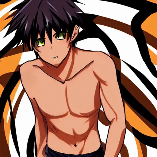 Prompt: A man with tan skin, brown eyes, and hip-length, shiny, black hair, anime, manga