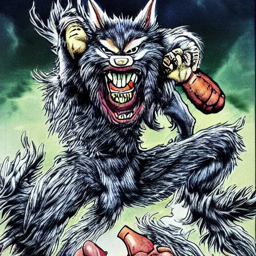 Image similar to werewolf, art by akira toriyama