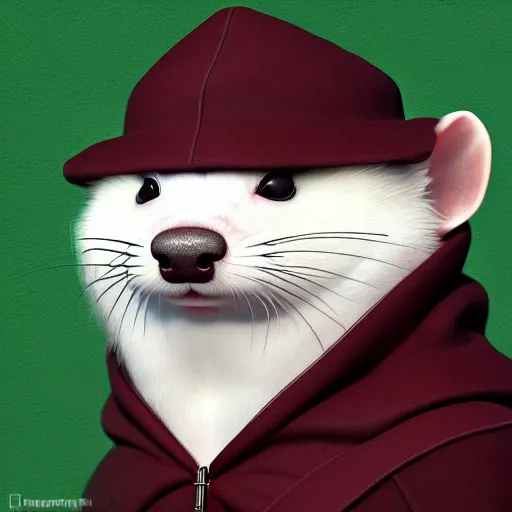 Image similar to a anthropomorphic ferret is dressed as a hogwarts student in slytherin robes, hyperdetailed, artstation, cgsociety, 8 k