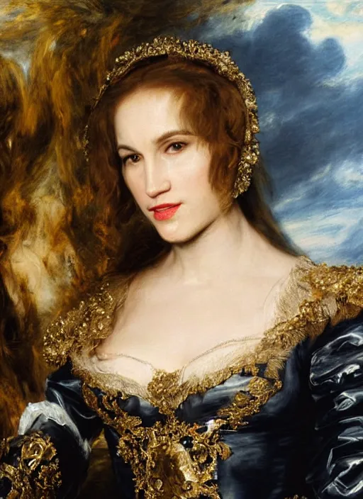 Image similar to , , amy jo johnson dressed as cat woman ,, Dramatic, Edge, Good, Infused, Backlight, De-Noise, VFX, insanely detailed and intricate, hypermaximalist, facial ,elegant, ornate, hyper realistic, super detailed, by Anthony Van Dyck, by Ivan Shishkin, by John Constable