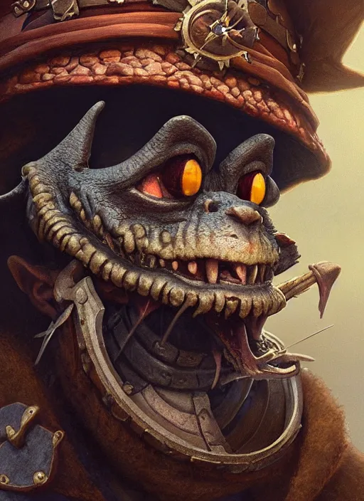 Image similar to highly detailed closeup portrait of a medieval goblin wearing a jesters hat, stephen bliss, unreal engine, greg rutkowski, ilya kuvshinov, ross draws, hyung tae and frank frazetta, tom bagshaw, tom whalen, nicoletta ceccoli, mark ryden, earl norem, global illumination, god rays, detailed and intricate environment