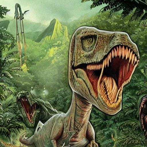 Prompt: concept art for prequel to jurassic park ( 1 9 9 3 ) - n 4