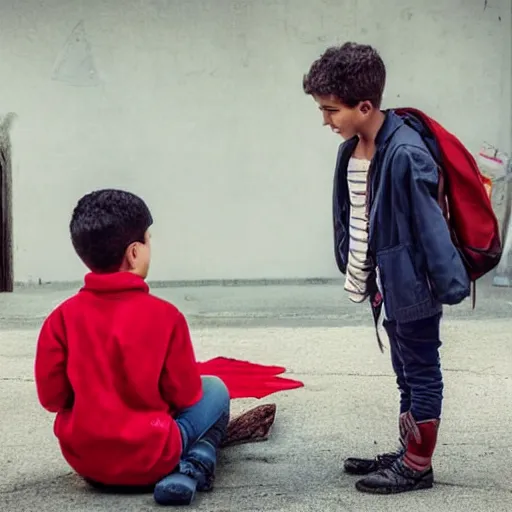 Image similar to a 4K photograph, cinematic lighting, award winning photo of a kid explaining to his mom why socialism is a good thing, socialist style photo