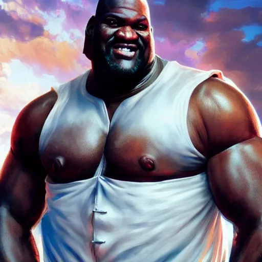 Prompt: shaquille o'neal as sagat street fighter, photo realistic, 4 k, ultra realistic, detailed focused art by artgerm and greg rutkowski and alphonse mucha