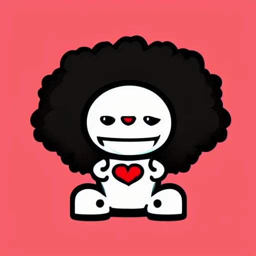 Image similar to a cute afro jack, digital art, iconic icon, 2 d vector logo, cartoon, t - shirt design