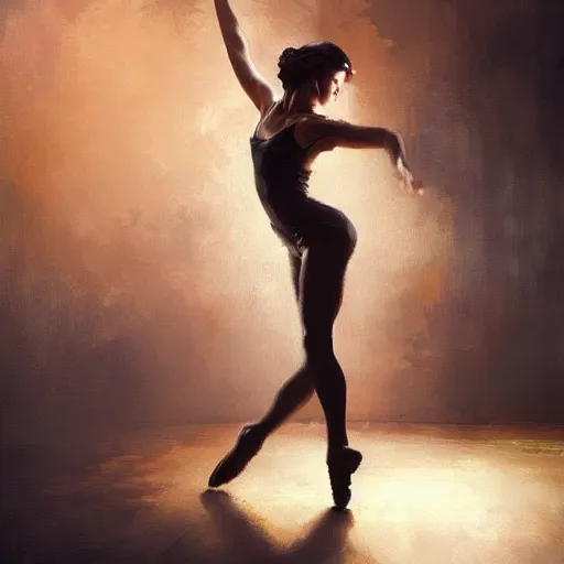 Image similar to oil painting dancer woman, with dancer men herb rose, by greg rutkowski, artstation