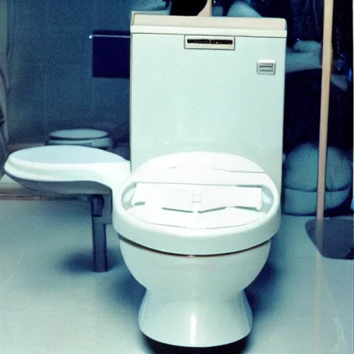 Prompt: John Travolta sits on the toilet futuristic style