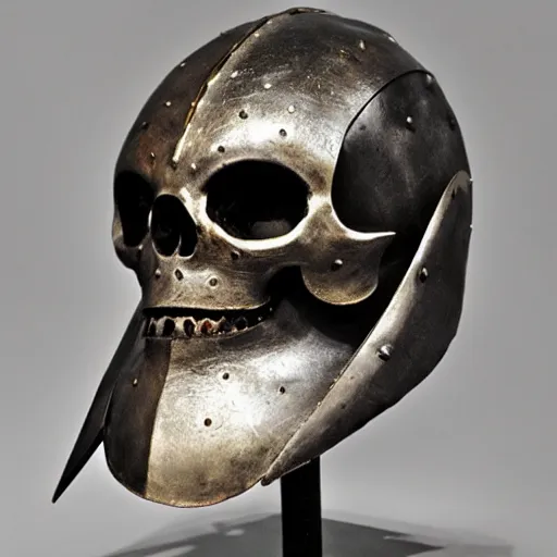 Image similar to medieval helmet in the shape of a demon skull