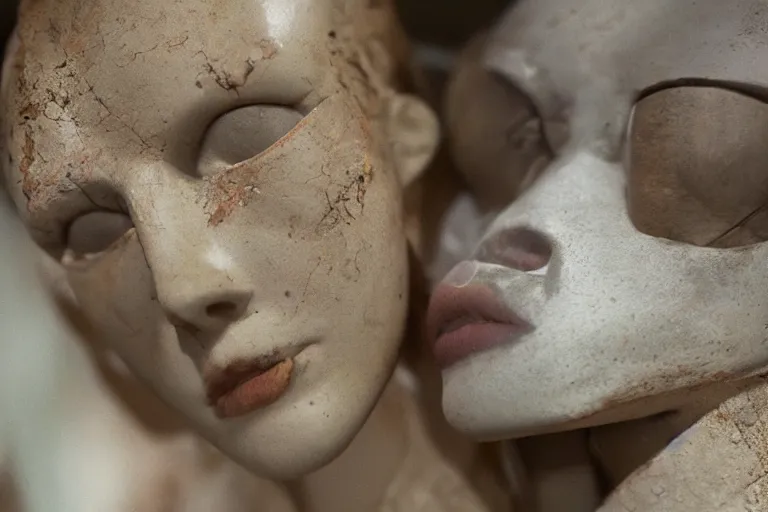 Image similar to vfx movie scene dilapidated mannequins closeup by emmanuel lubezki