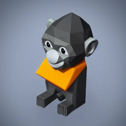 Image similar to isometric cute 3 d low - poly monkey using a sony walkman