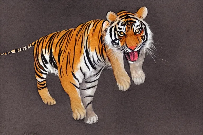Prompt: ciri riding a tiger, art, minimalistic painting, watercolor on paper, high quality, by Berthe Morisot, trending on artstation