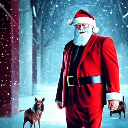 Image similar to santa claus as john wick