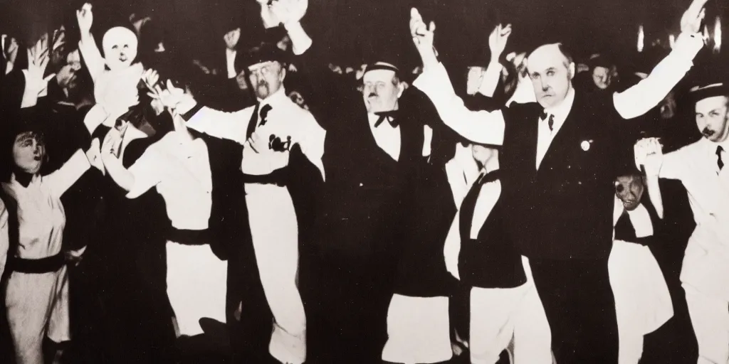 Prompt: adolph hitler dancing at the disco party. high quality 8 k resolution